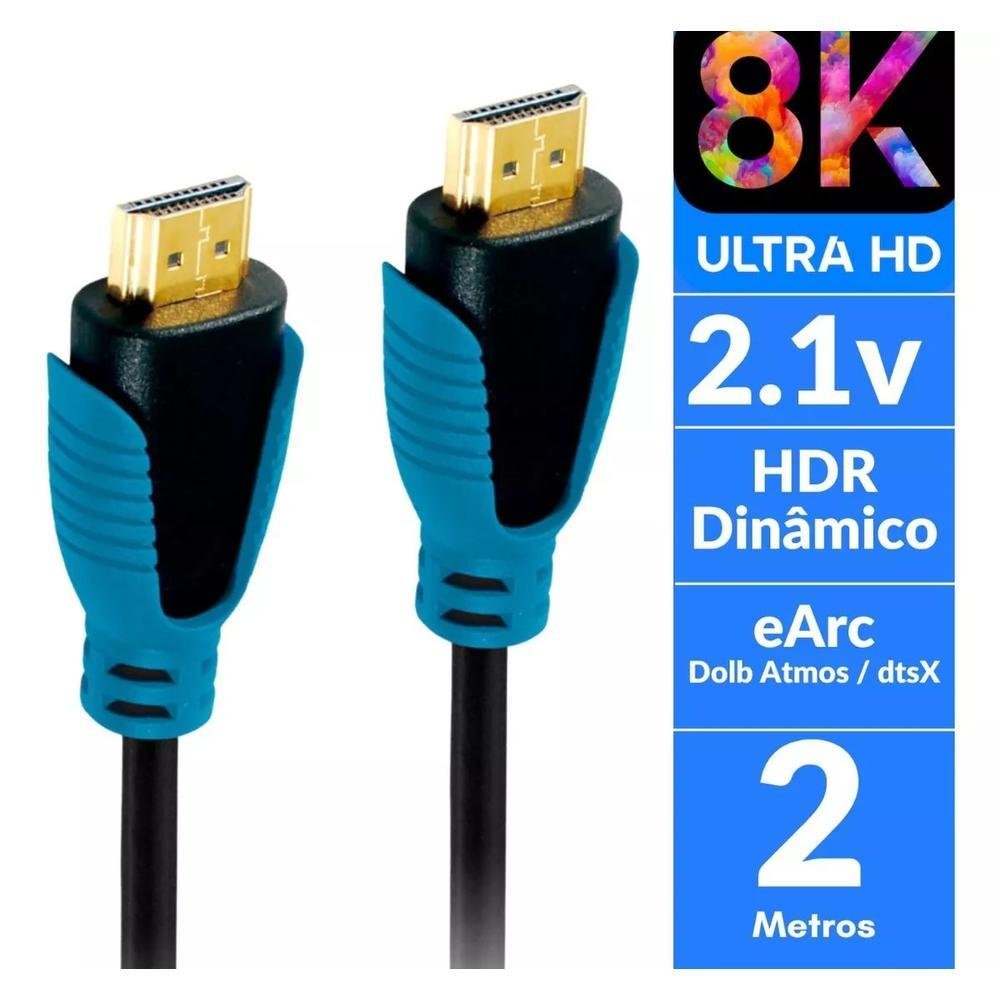 Imagem 5 de 5 do produto Cabo Brasforma, HDMI 2.1v, 8k, 2 Metros - HDMI-8102
