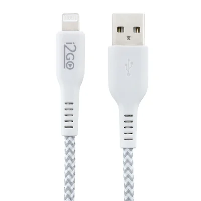 Cabo Lightning 1m I2go Nylon Trançado Branco E Cinza