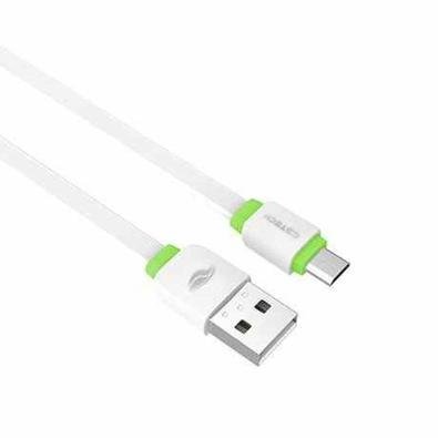 Cabo De Dados C3Techtech Cb 100wh, USB V8, 1 Metro, Branco