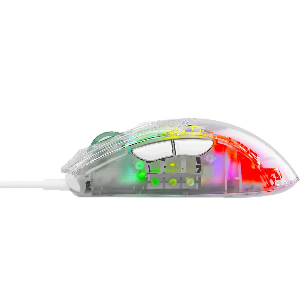 Mouse Gamer Evolut Eg114 Lumini, Transparente, Com Fio 7200, Dpi Rainbow, USB