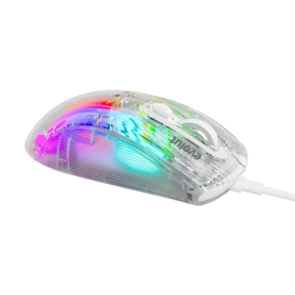 Mouse Gamer Evolut Eg114 Lumini, Transparente, Com Fio 7200, Dpi Rainbow, USB