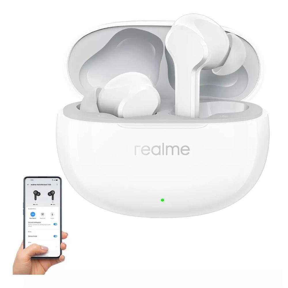 Imagem 4 de 5 do produto Fone De Ouvido Gamer Sem Fio Realme Techlife Buds T100 Pop, Branco