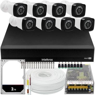 Kit Cftv 8 Câmeras Full HD 2mp + DVR Intelbras Mhdx 1016-c + 2TB