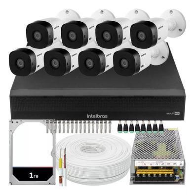 Kit Cftv Intelbras 8 Câmeras De Segurança Full HD Vhl 1220 + DVR De 16 Canais 1016-c + HD 1TB