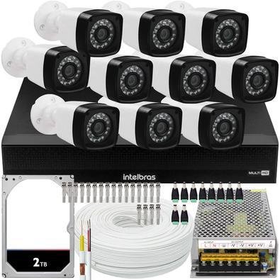 Kit Intelbras Cftv, 10 Câmeras Segurança, FULL HD 1080 + DVR 2TB