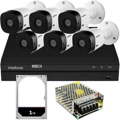Kit Intelbras Cftv, 6 Cameras 1220, 2MP + DVR 1208 1TB, Sem cabo