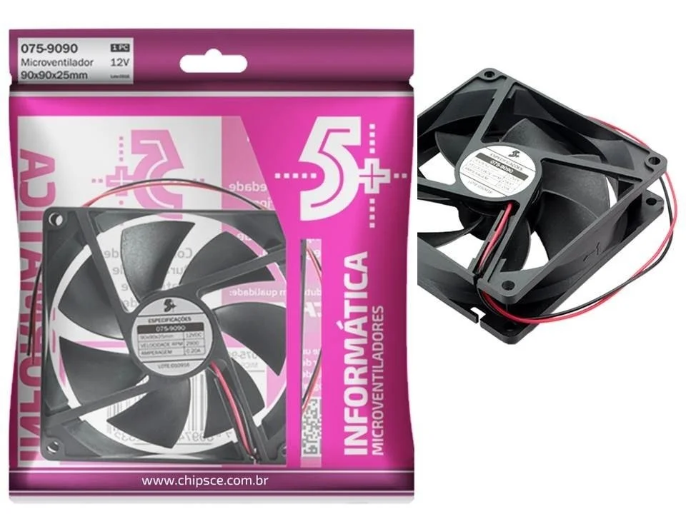 Cooler Fan Chip Sce, Dimensões 90x90x25mm, 12v 5