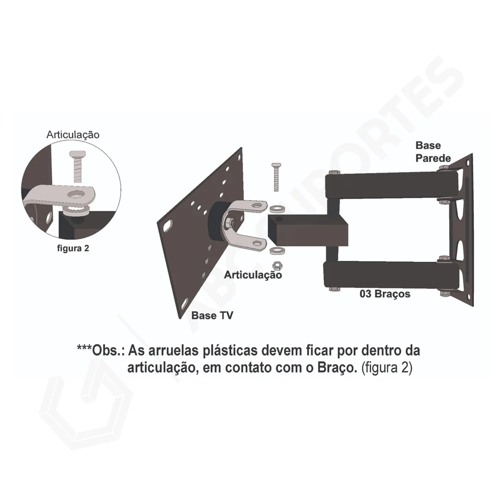 Imagem 2 de 5 do produto Suporte Tv Lidimar Master Plus, Tri Articulado, Para Telas de 10 À 55 Polegadas, Preto - 1073