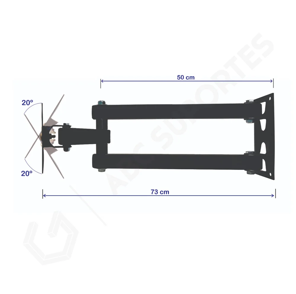 Imagem 4 de 5 do produto Suporte Tv Lidimar Master Plus, Tri Articulado, Para Telas de 10 À 55 Polegadas, Preto - 1073