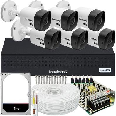 Kit Intelbras Cftv, 06 Câmeras VHC 1120B + DVR Mhdx 1008-c, HD 1TB