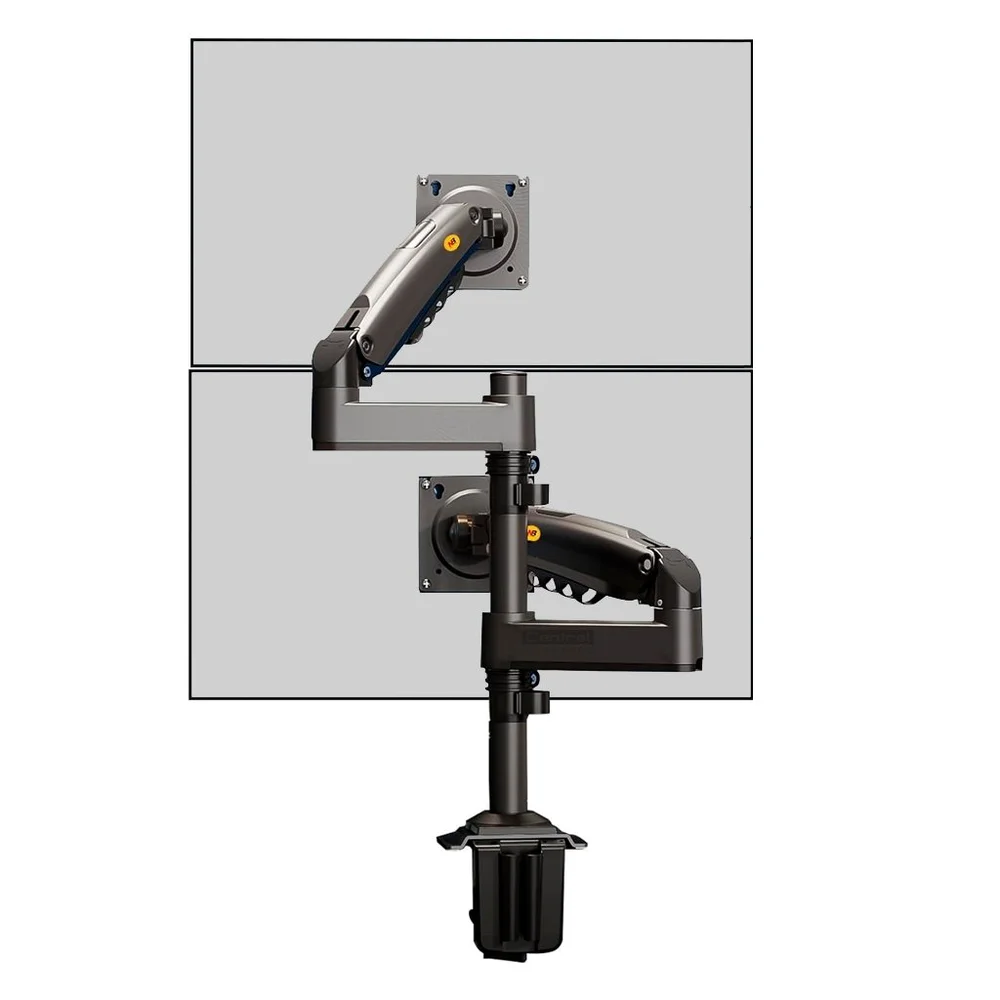 Imagem 4 de 5 do produto Suporte De Mesa, Articulado, Pistão a Gás, Ajuste De Altura, Para 02 Monitores De 22 À 32 Polegadas, Preto - H180