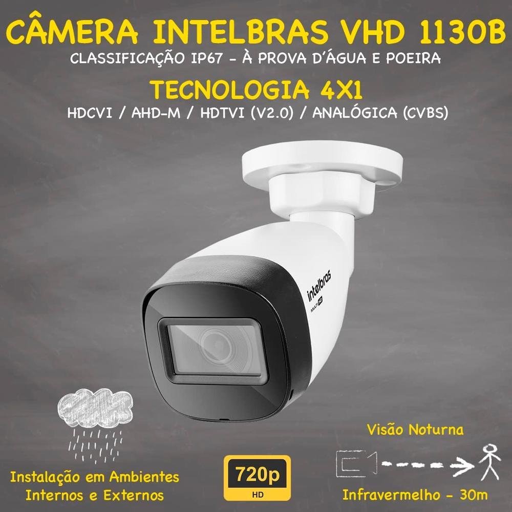 Imagem 3 de 5 do produto Kit Intelbras Cftv, 6 Câmeras VHD 1130 + DVR Mhdx 1008-c, Sem HD