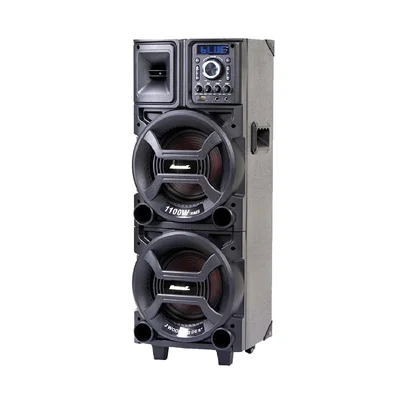 Caixa De Som Amplificada Aca 1101 Black Duplo 8, Led Tws 1100w, bivolt