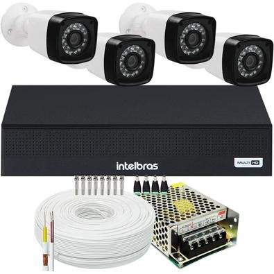 Kit Intelbras, 4 Cameras Segurança, 2MP, FULL HD + DVR 1004, Sem HD