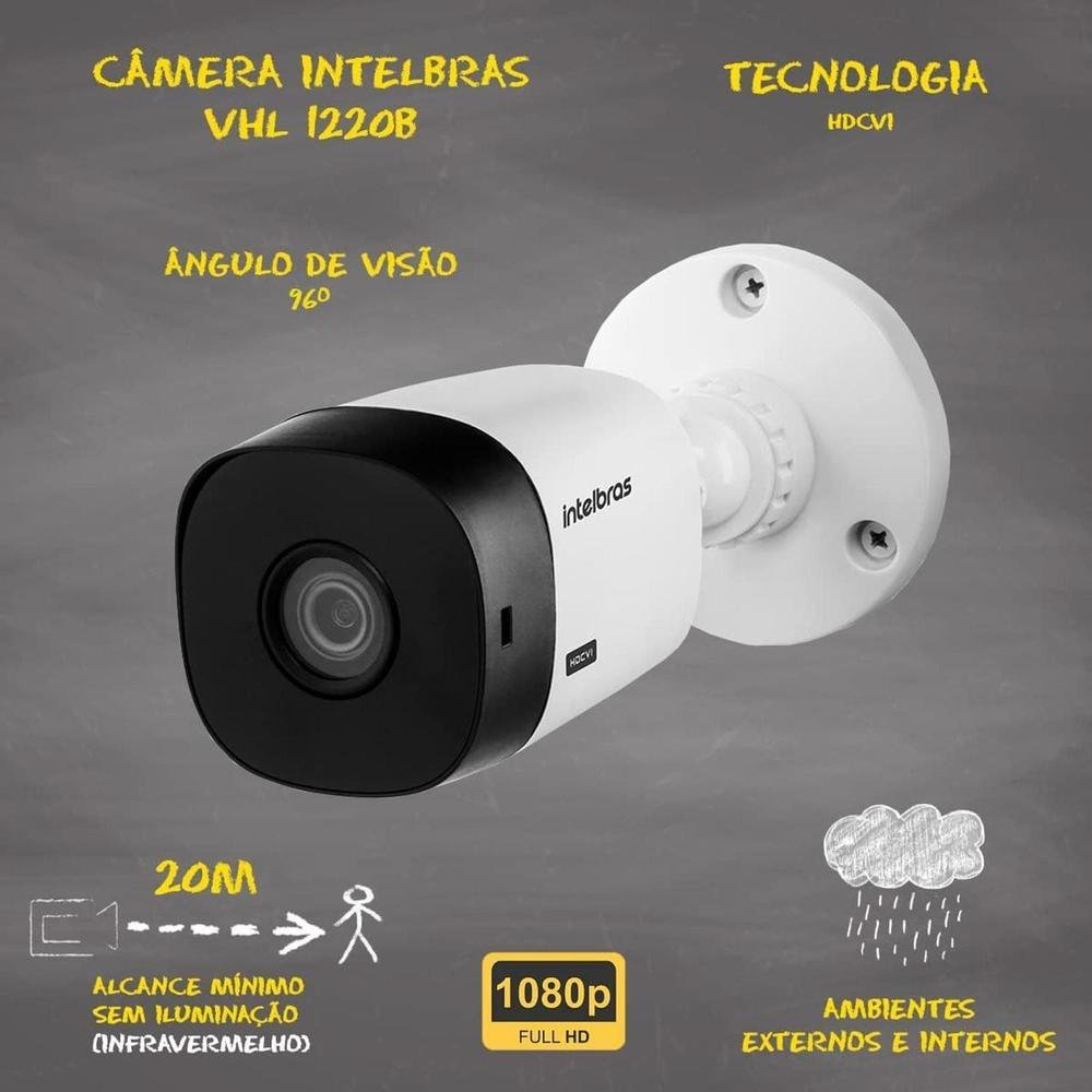 Imagem 3 de 5 do produto Kit Intelbras Cftv, 4 Cameras FULL HD, VHL 1220B + DVR 3004-c, HD 500GB
