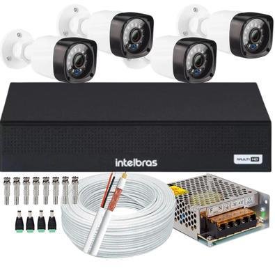 Kit Intelbras Cftv, 4 Cameras De Segurança, FULL HD 1080p, 2 MP, Infravermelho + DVR 1004c, 4 Canais, Multi HD