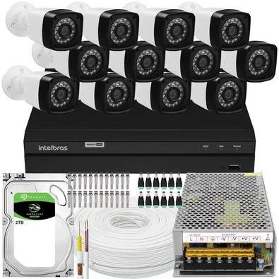 Kit Intelbras, 12 Câmeras HD, 1MP + DVBR 1016c, 16 Canais, HD 2TB