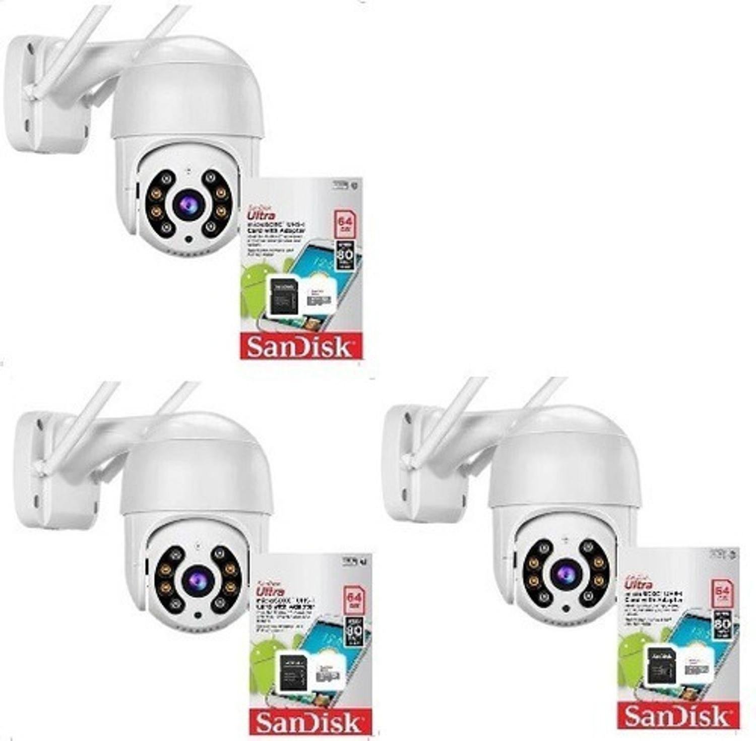 Kit Smart, 3 Cameras Ip Icsee, Wifi + 3 Cartões De Memória SD, 64GB