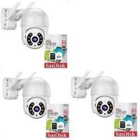 Kit Smart, 3 Cameras Ip Icsee, Wifi + 3 Cartões De Memória SD, 64GB