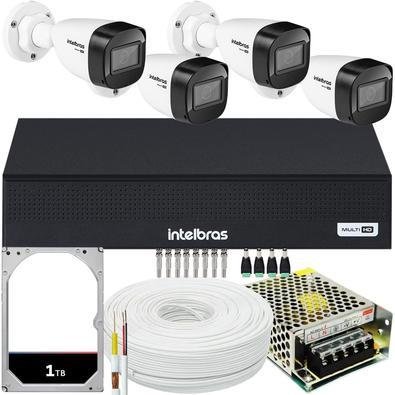 Kit Intelbras Cftv, 04 Câmeras VHD 1130B G7 + DVR Mhdx 1008-c, HD 1TB