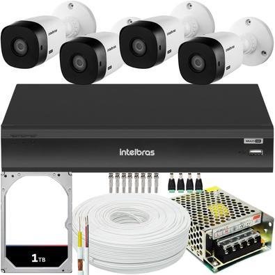 Kit Intelbras Cftv, 4 Cameras VHL 1220 FULL HD + DVR 3008-c, HD 1TB