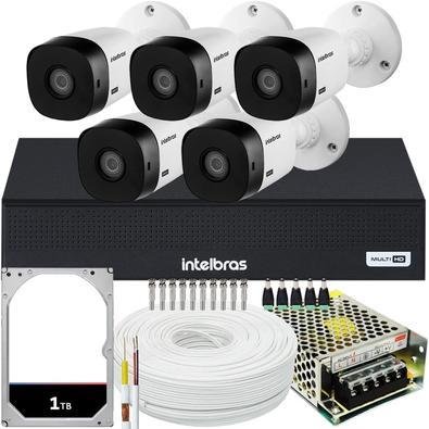 Kit Intelbras Cftv, 5 Câmeras VHL 1120B + DVR Mhdx 1008-c, HD 1TB