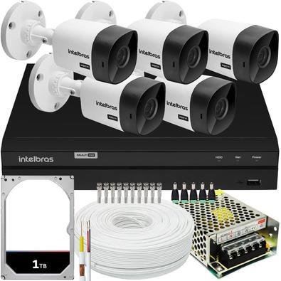 Kit Intelbras, 5 Câmeras VHC 1120B + DVR Mhdx 1208, 8 Canais, HD 1TB