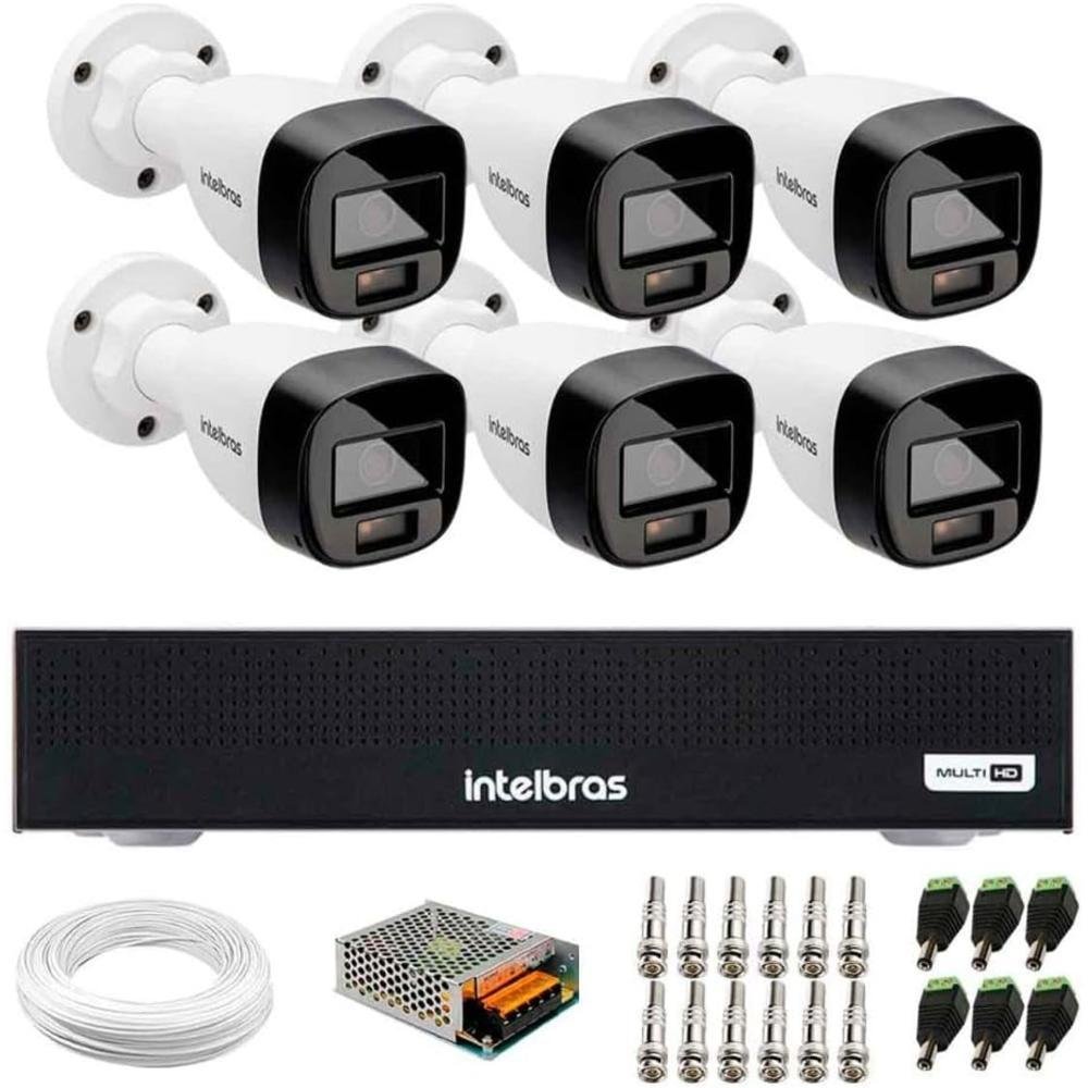 Imagem 1 de 2 do produto Kit Intelbras, 6 Câmeras VHD 1220B G7, Full Color, Bullet FULL HD 1080p  + DVR Mhdx 1008-c, 8 Canais, Multi HD IR