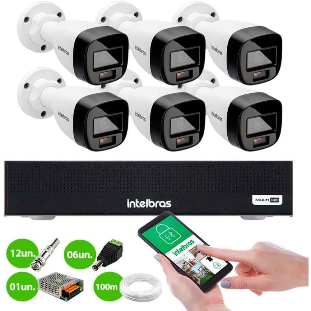 Imagem 2 de 2 do produto Kit Intelbras, 6 Câmeras VHD 1220B G7, Full Color, Bullet FULL HD 1080p  + DVR Mhdx 1008-c, 8 Canais, Multi HD IR