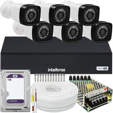Kit Intelbras Cftv, 6 Cameras FULL HD + DVR 1008c, HD 1TB
