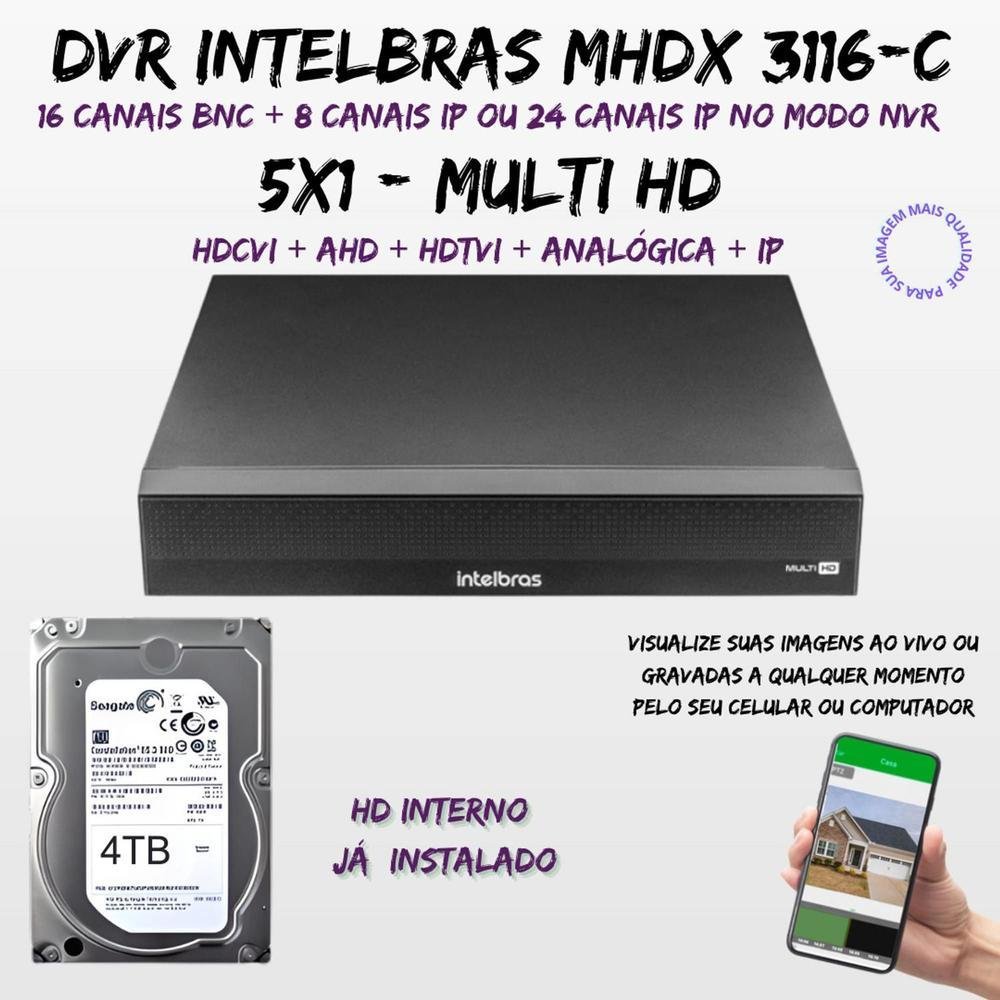 Kit Intelbras Dvr Mhdx 3116c HD 4TB KaBuM