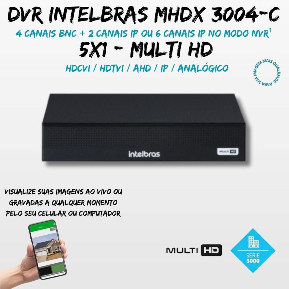 DVR Intelbras Mhdx 3004c, 4 Canais, 1080p Full HD