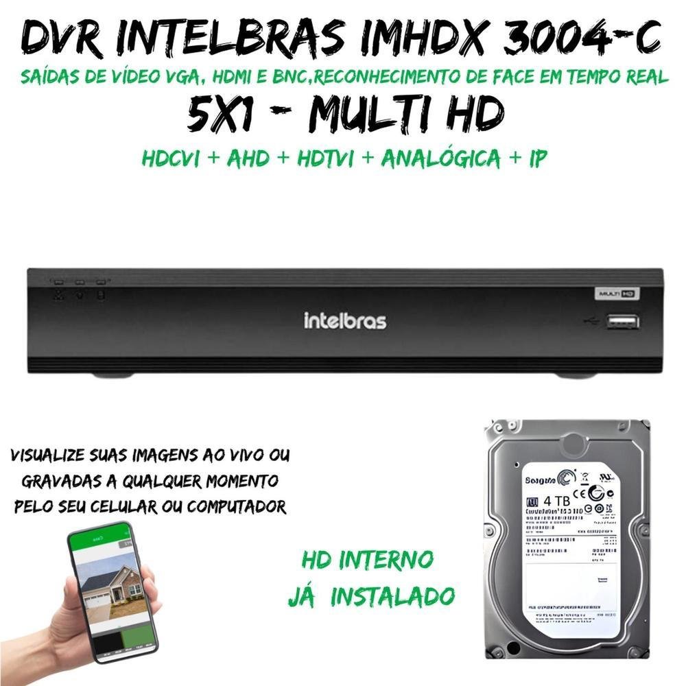 HD Kit Intelbras DVR Imhdx 3004 HD 4TB KaBuM