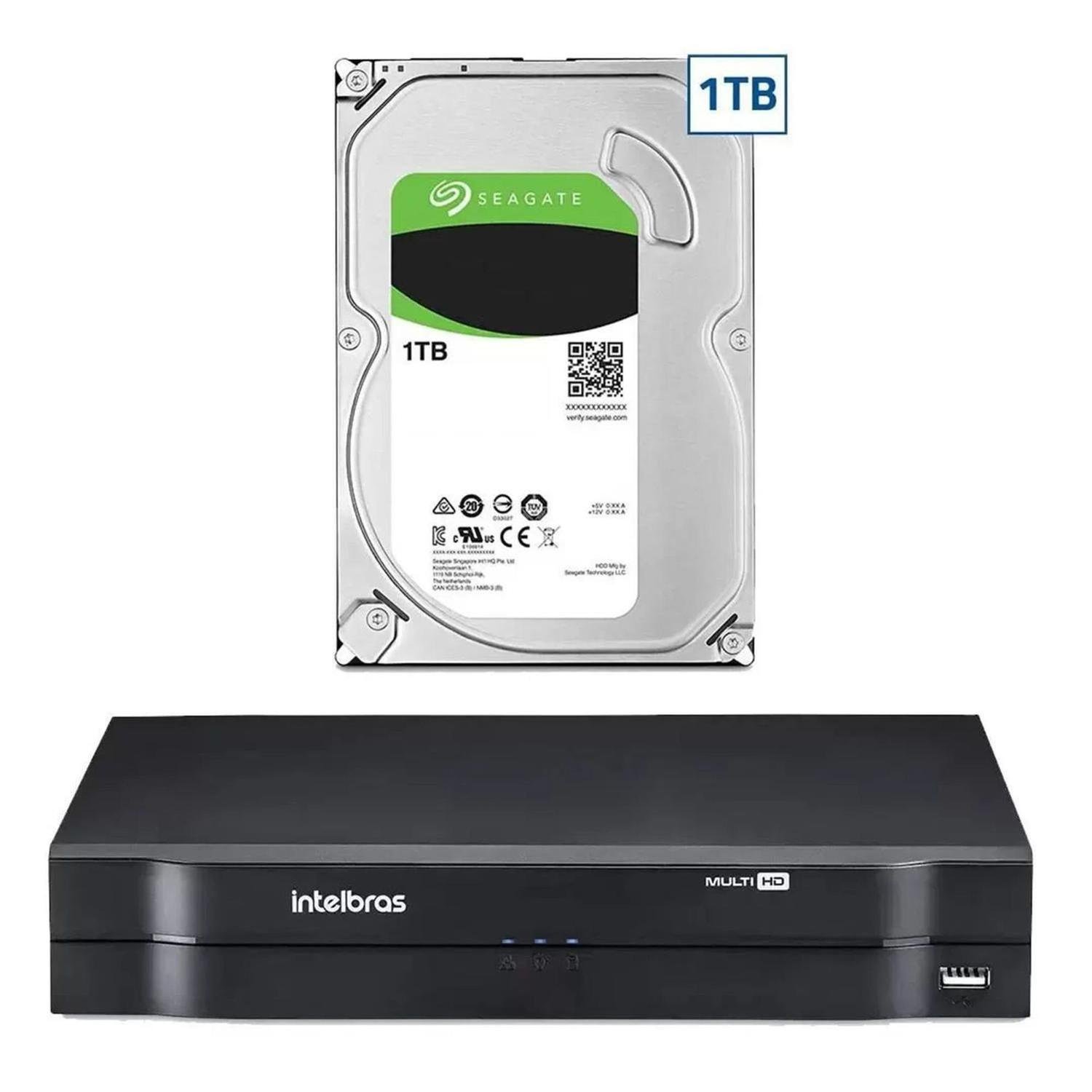 Kit Intelbras, Dvr Mhdx, 8 Canais, Full HD + HD 1TB