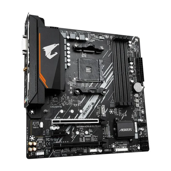 Imagem 2 de 5 do produto Placa Mãe Gigabyte B550m Aorus Elite Ax, WIFI, Am4, Micro ATX, DDR4