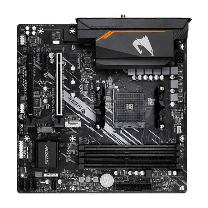Imagem 3 de 5 do produto Placa Mãe Gigabyte B550m Aorus Elite Ax, WIFI, Am4, Micro ATX, DDR4