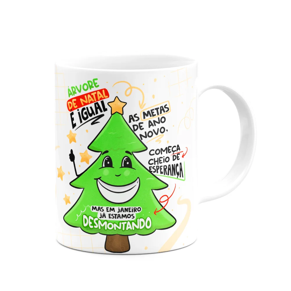 Imagem 3 de 3 do produto Caneca Jps Info Divertida Natal, Árvore De Natal Vs Metas Do Ano