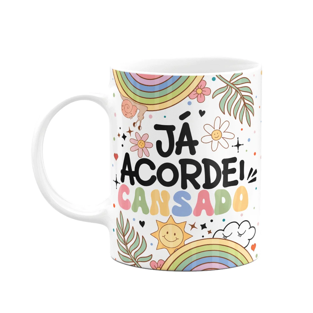 Imagem 1 de 3 do produto Caneca Divertida Vibes, Já Acordei Cansado