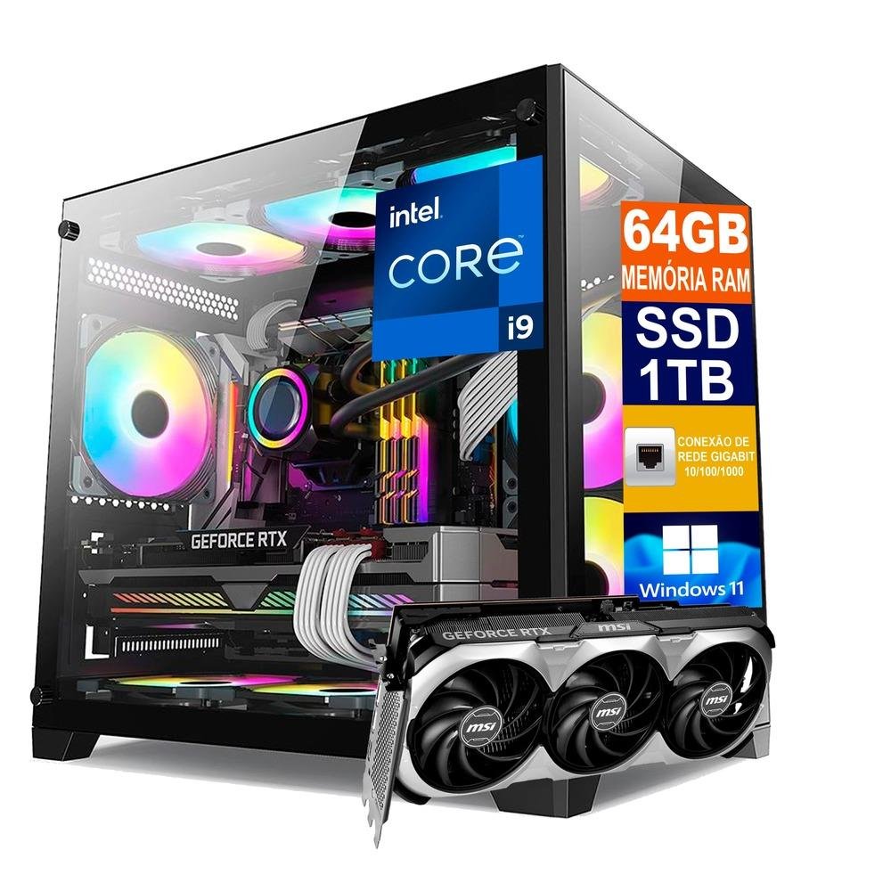 PC Gamer Intel I9 64GB RTX 4080 16GB SSD 1TB KaBuM