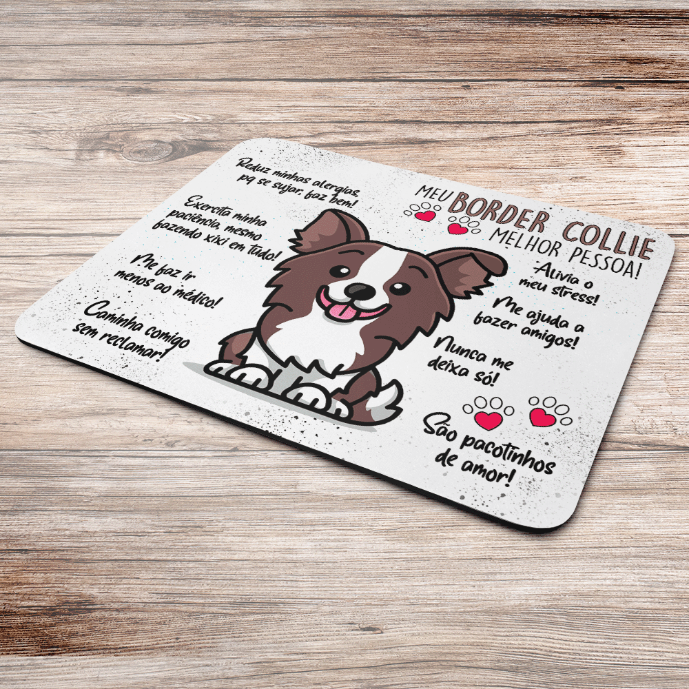 Imagem 3 de 3 do produto Mouse Pad Dog - Meu Border Collie Puppy, Melhor Pessoa! M2 - Jps Info