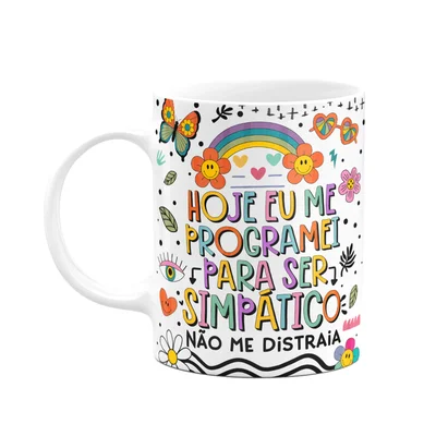 Caneca Divertida Vibes, Me Programei Para Ser Simpático