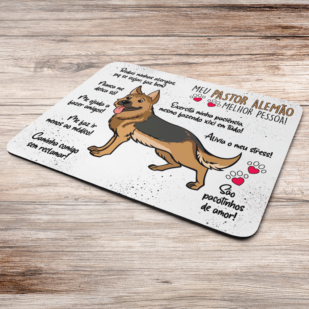 Imagem 2 de 2 do produto Mouse Pad Dog, Meu Pastor Alemão, Melhor Pessoa!, Dimensões: 22 x 18cm
