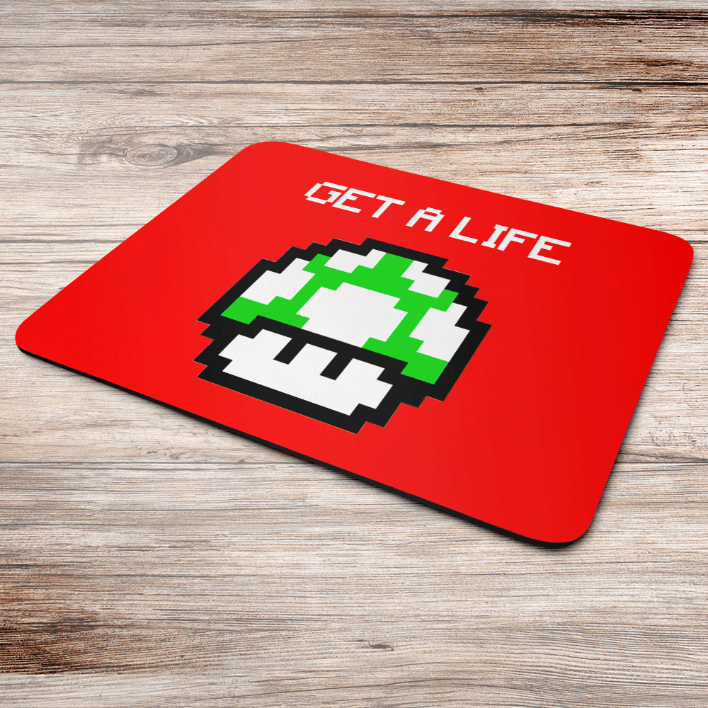 Imagem 2 de 2 do produto Mouse Pad Geek Gamer, Cogumelo Pixel Get A Life, Dimensões: 23 x 19cm