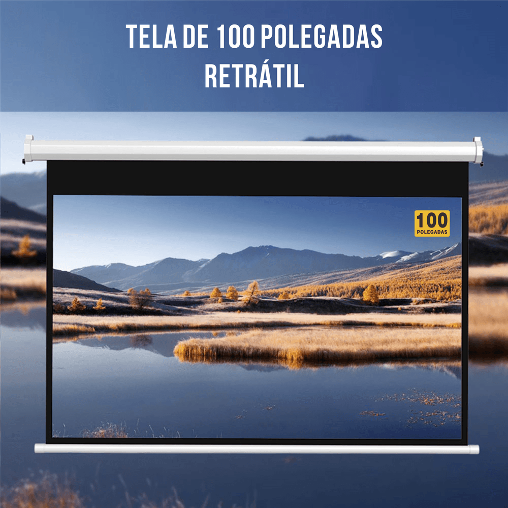 Tela De Projeção Retrátil Exbom, 100 Polegadas, Manual