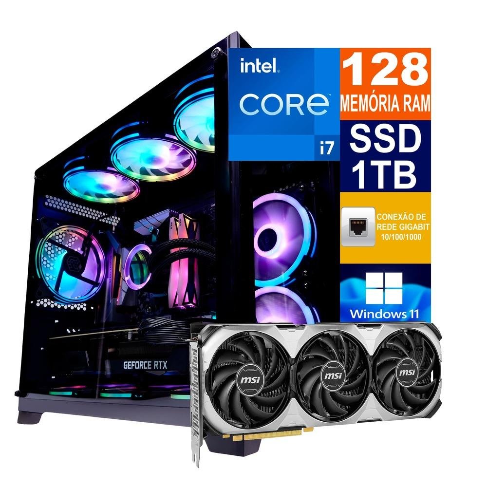 PC Gamer Intel I7 14700kf 128GB Memória RAM KaBuM