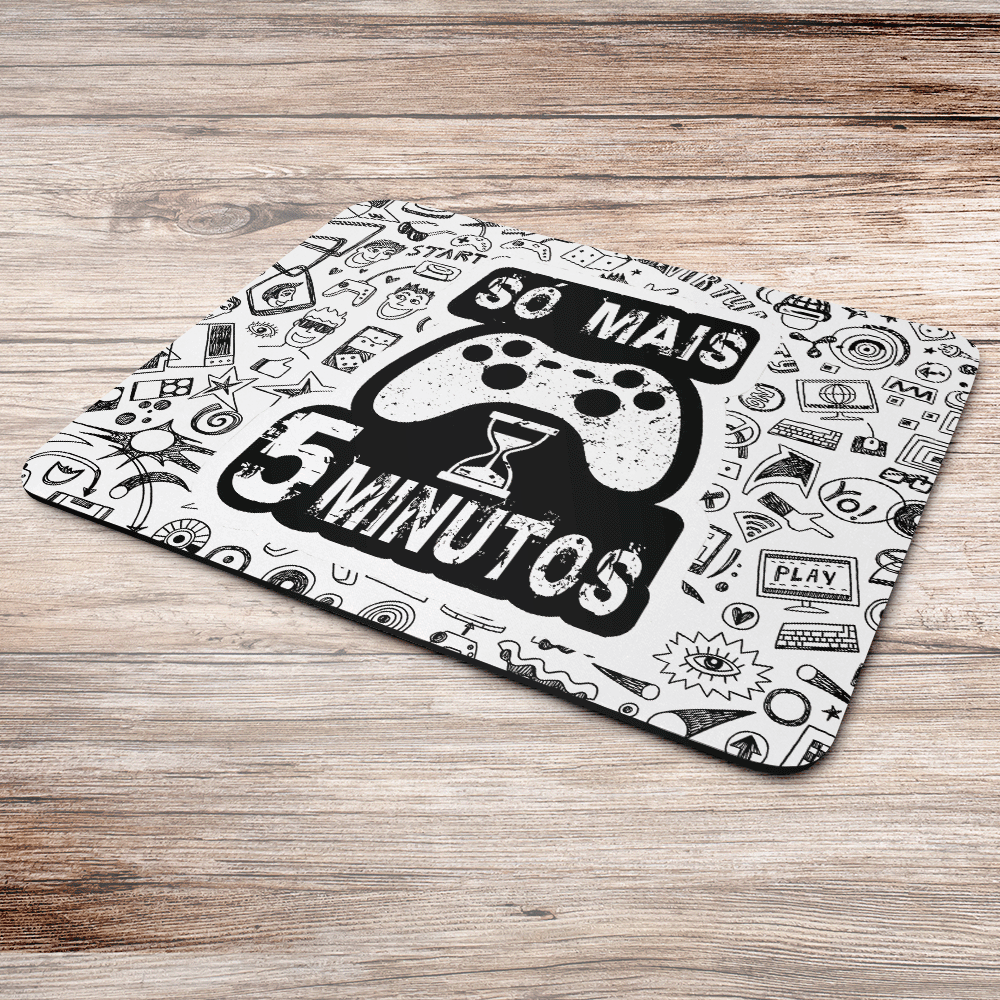 Imagem 2 de 3 do produto Mouse Pad Gamer - Só Mais 5 Minutos - Branco - Jps Info