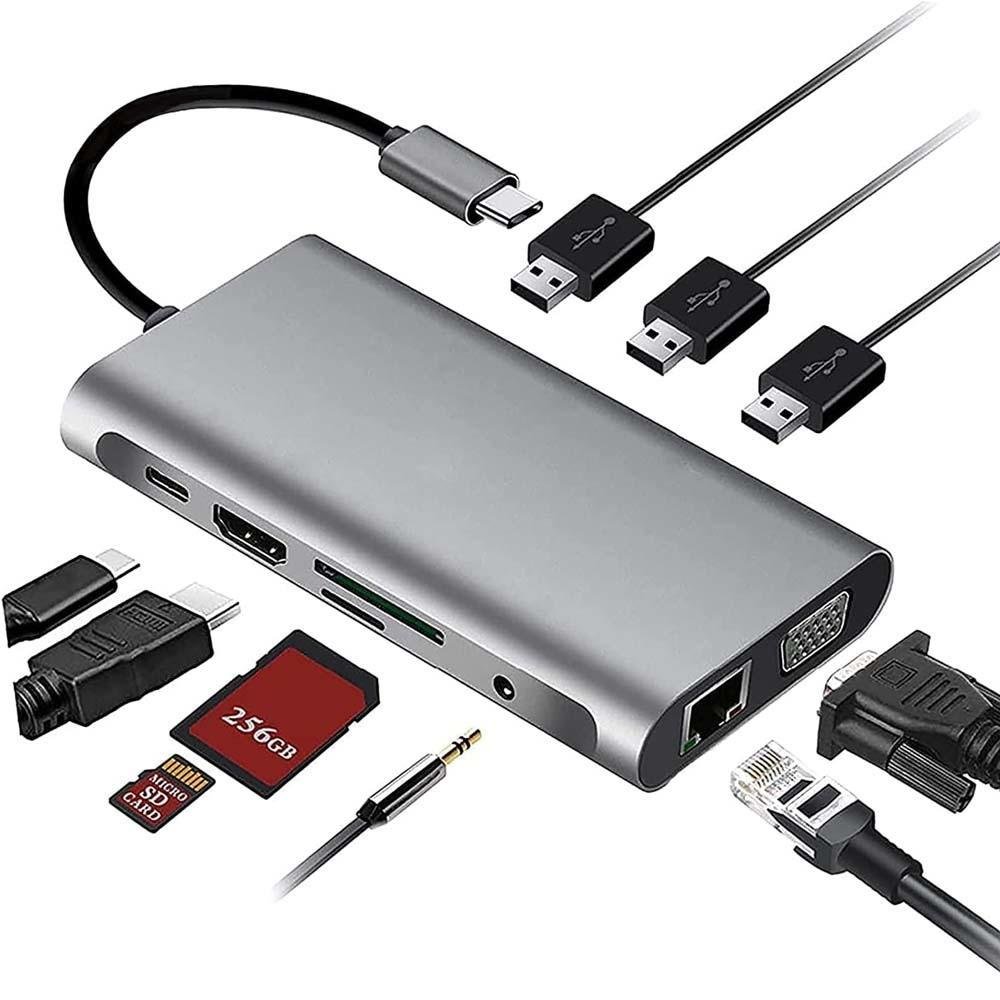 Imagem 5 de 5 do produto Hub USB C 3.0 Docking Station, 10 Em 1, Para Gigabit Ethernet