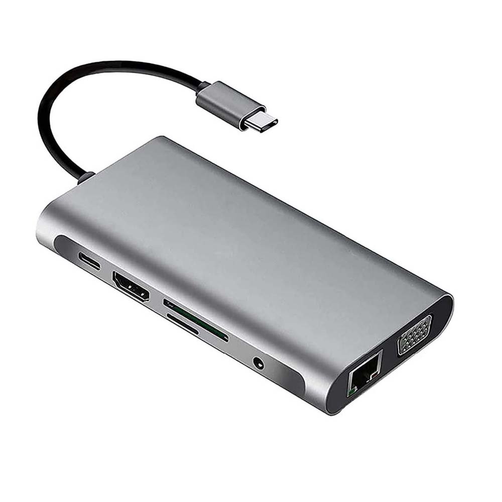 Hub USB-c Station, 10 Em 1 Triple Type C, Compatível Com Mac E Win, 4k HDMI, VGA