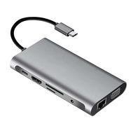 Cabo adaptador usb-c / lan rj45 gigabit  4k 10 em 1      compatibilidade ampla- plug & play - nenhum driver adicional necessário; hub usb c suporta qu