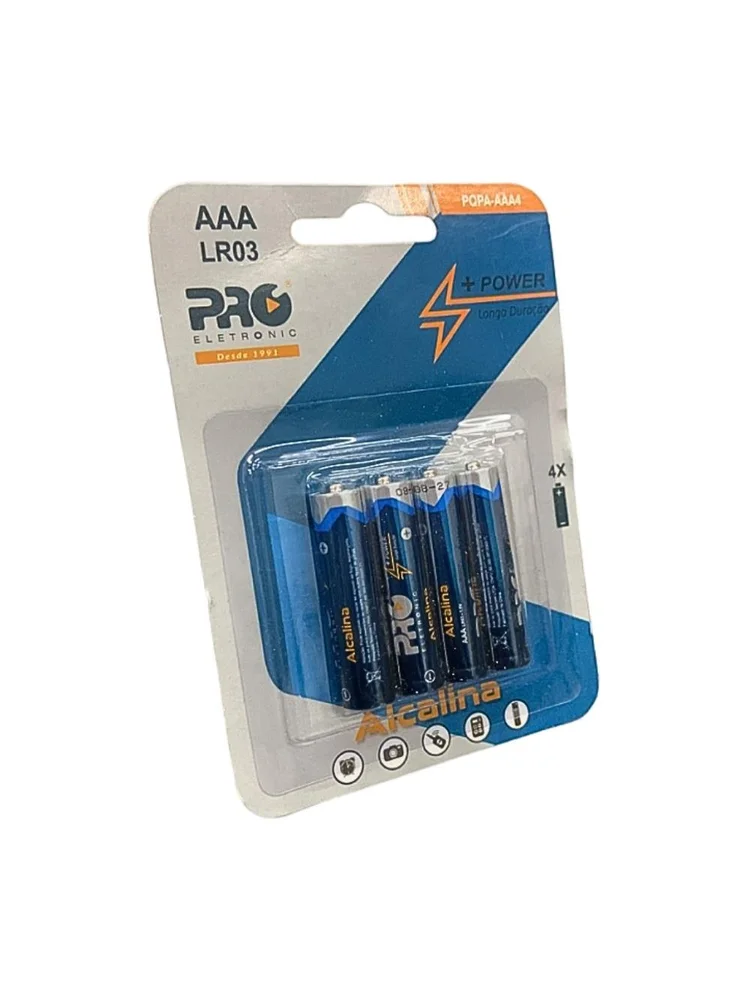 Pilha Alcalina Aaa Proeletronic Pqpa-aaa4, lr03,  Com 4 Unidades